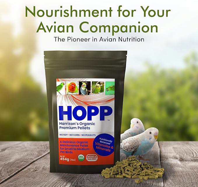 Harrison's Organic Premium Pellets- a Well-Balanced, Certified Organic Small to Medium Pet Bird Diet—No Soy, Corn, and Peanuts for Those Seeking to Avoid These Ingredients