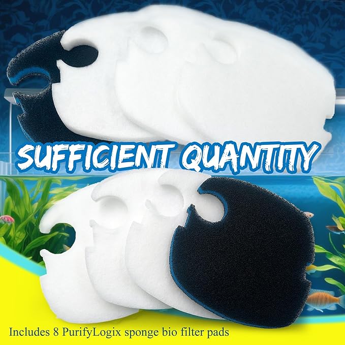 Replacement Canister Filter Pads Compatible with SUNSUN HW-304B/404B/704B/3000 CF500 Aquarium Filter, 6 White Floss and 2 Upgraded Coarse Pads, 8pcs