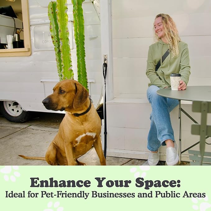 Canine Hitch- Secure Dog Leash Parking Mounted Indoor – Outdoor Wall Hook - Tie Out Stainless Steel Practical Lead Management for Home & Business, Slim Compact