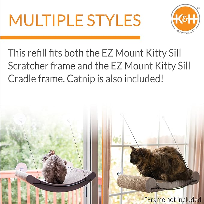 K&H Pet Products EZ Mount Window Cat Scratcher Kitty Sill Cradle REFILL ONLY (frame not included) Cardboard 11 X 20 X 2 Inches
