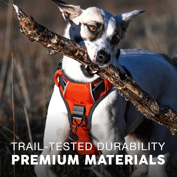 Embark Adventure Dog Harness, Reflective Trim XL Dog Harness for Extra Large Dogs No Pull - Military Grade Nylon, 2 Leash Clips & Gel Lined Handle.