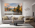 Nature Wall Art Prints - Ocean Forest Mountain Lake Canvas Landscapes - Small to Extra Large Living Room Bedroom Kitchen Bathroom Décor (Misty Fall Reflection, 20L" x 30W")