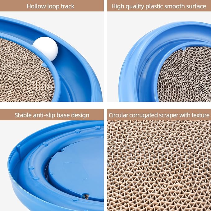 Cat Scratching Board with Balls for Cats Grinding Claw, Round Cat Scratcher Interactive Toy, Cat Ball Track Scratcher Pad for Cats Exercise Play(Grey)