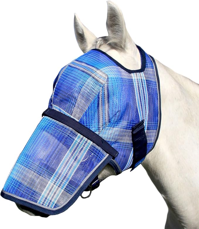 Kensington Signature Fly Mask with Removable Nose — Protects Horses Face and Nose from Biting Insects and UV Rays While Allowing Full Visibility — Ears and Forelock Able to Come Through The Mask