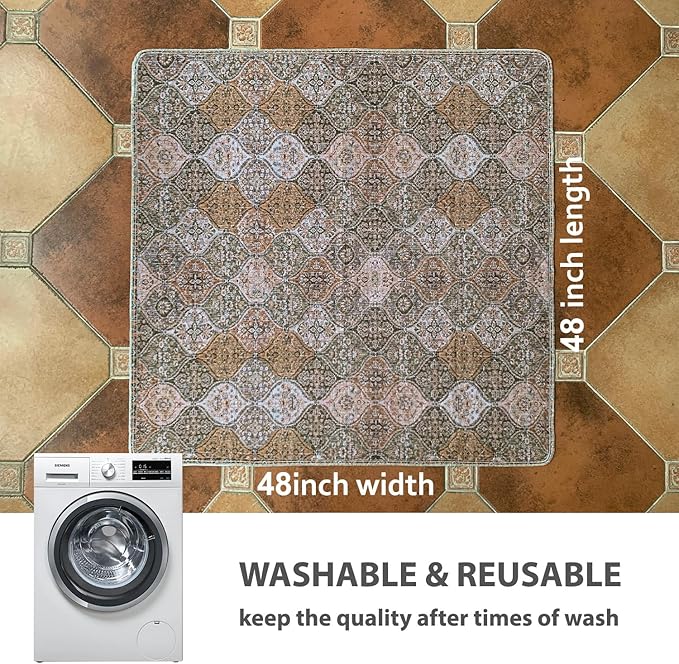 nunubaby Washable Pee Pads for Dogs, Stylish, Non-Slip and Leak-Proof Pee Pads. Reusable Potty Pads for Dogs for Crates and Floors.(Brown/Multi, 48" x48")
