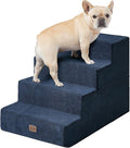EHEYCIGA Dog Stairs for Bed 20" H, 4-Step Extra Wide Dog Steps for High Bed, Pet Steps for Small Dogs and Cats, Non-Slip Balanced Pet Ramp Indoor, Navy Blue