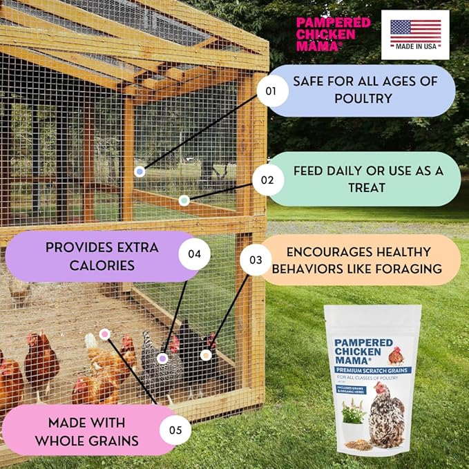 Pampered Chicken Mama Chick Feed - Premium Chicken Scratch Treat - High Protein & Calcium Grower Feed for Laying Hens (10 lbs)