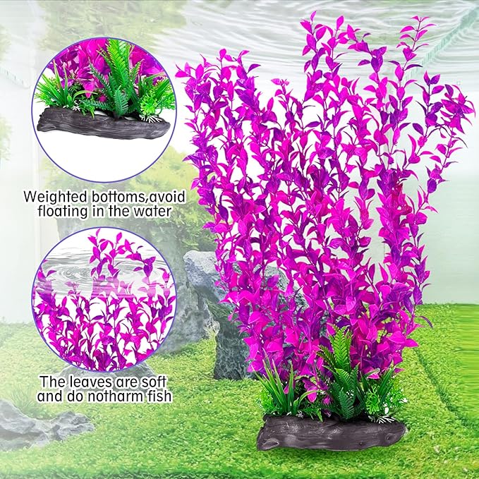 Hamiledyi Aquarium Plastic Plants Aquarium Decor Artificial Fish Tank Plants,Tall Fish Tank Decorations, Extra Large Aquarium Plant 20.4-inch Tall,1PCS