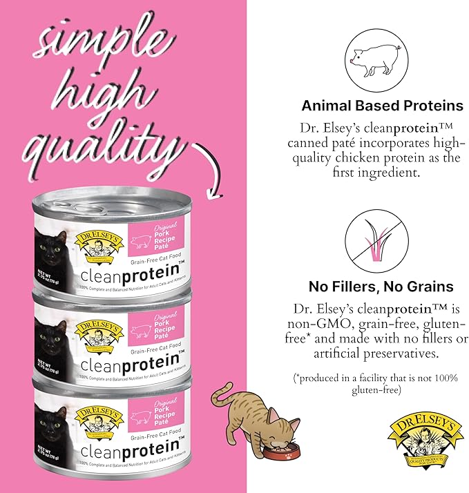 Dr. Elsey's cleanprotein Original Pork Recipe Wet Cat Food, (Pack of 24), 5.3oz Cans