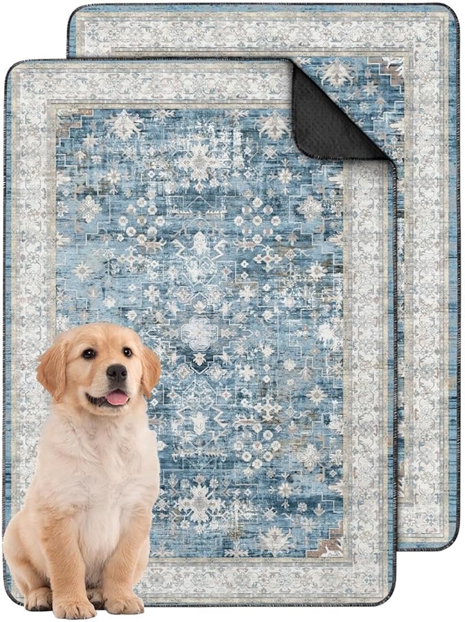 Washable Pee Pads for Dogs 2 Pack, Absorbent Reusable Puppy Pads Waterproof, Leakproof & Non-Slip Whelping Pad, Potty Training Pads for Dogs Playpen Mat 24x36