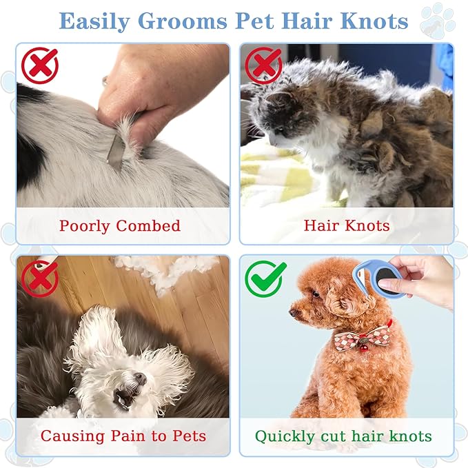Knotting and Grooming Comb - Multifunctional Pet Hair Removal Tool for Cats, Dogs, Knot Remover and Opener for Loose, Knotted Hair