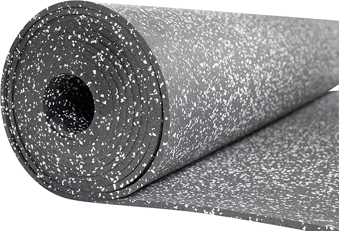 Playsafer Genaflex Rubber Gym Floor Mat, Heavy Duty Commercial Protective Gym Flooring Roll - 8mm Thick (10% Grey, 4' X 15')