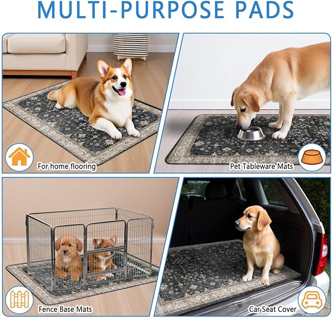 Washable Pee Pads for Dogs 2 Pack, Absorbent Reusable Puppy Pads Waterproof, Leakproof & Non-Slip Whelping Pad, Potty Training Pads for Dogs Playpen Mat 24x36