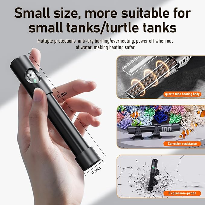 Aquarium Heater,50w/100w/150w/200w/300w/500w Submersible Fish Tank Heater,External LED Controller, with Over-Temperature Protection and Automatic Power-Off When Leaving Water for.