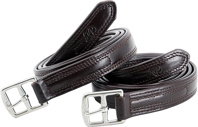 Jeereal Non-Stretch Stability English Stirrup Leathers with Strong Nylon Core for Equestrian Riding