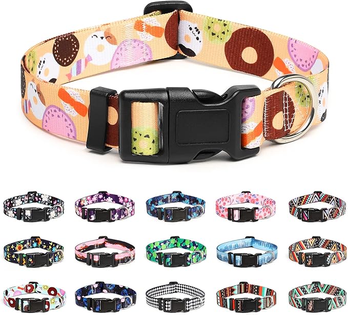 Mercano Adjustable Dog Collar - Special Design Patterns, Soft Nylon Comfortable Durable Pet Collar for Small Medium Large Dogs (XS, Beige Cookie)