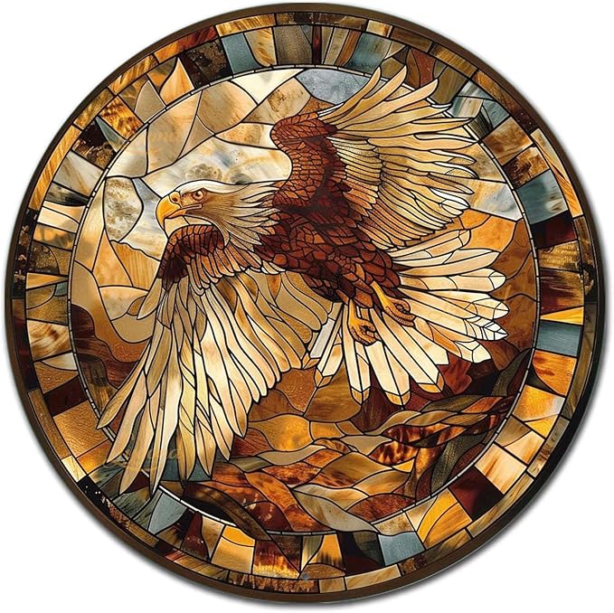 Lygond Metal Eagle Stained Glass Sign - 1212 Inches For Garden & Patio
