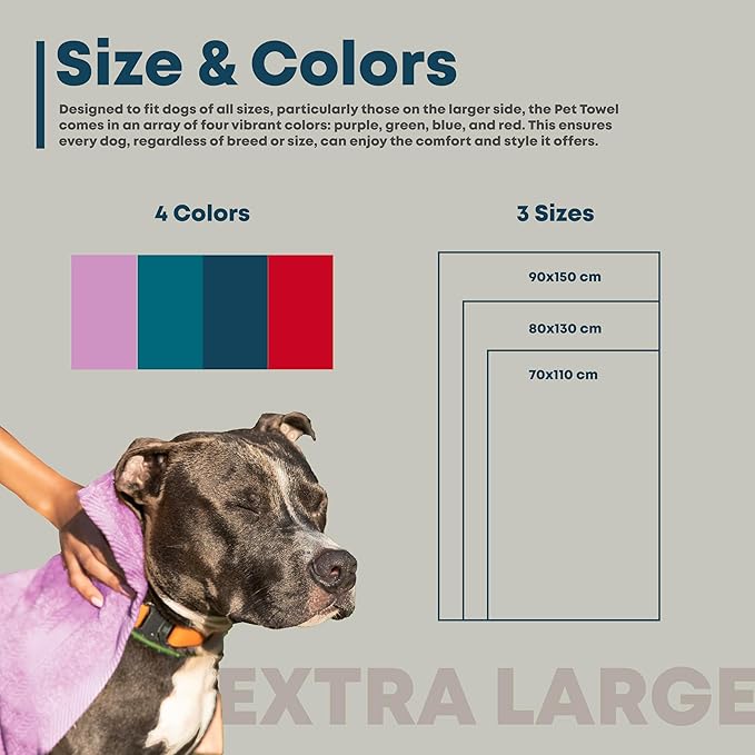 Extra Large Dog Towel Soft Absorbent Bath Pet Towels for Drying Dogs, Elastic Terry Microfiber Soft Towel, Machine Washable, Quick Dry, Multipurpose (L, XL, 2XL) (Green, L)