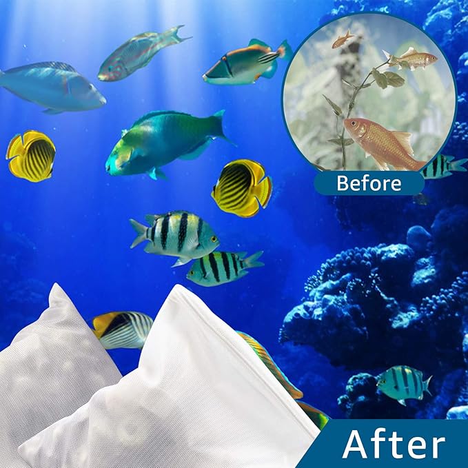 Media Bags for Aquarium - Extra Fine Mesh Bag - 10 PCS Fine Mesh Reusable Nylon Net Filter Bags with Plastic Zipper for Extra Fine Resins Filter, 7.9 x 5.5 Inch