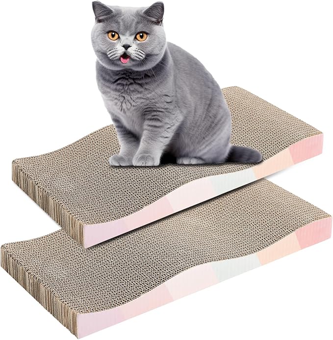 Cat Scratching Board cat Scratcher Cat Scratch Pad Cardboard cat scratchers for Indoor Cats Reversible Large Wide Corrugated with Catnip(2pcs)