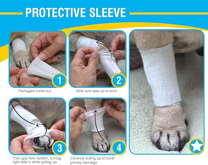 Protective Sleeve Tubular Cover - Bandages - for Dogs Cats and Other Pets First Aid Wound Care Comfortable Non-Adhesive Breathable and Water Resistant 7 Strips (yields 14-21 Covers) (X-Small)