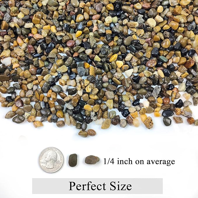 5lbs Aquarium Gravel, Pea Gravel for Indoor Plants,1/4 Inch Decorative River Rocks for Aquarium Succulent Vase Fish Tank Gravel Plant Soil Cover and Outdoor Landscaping Rocks