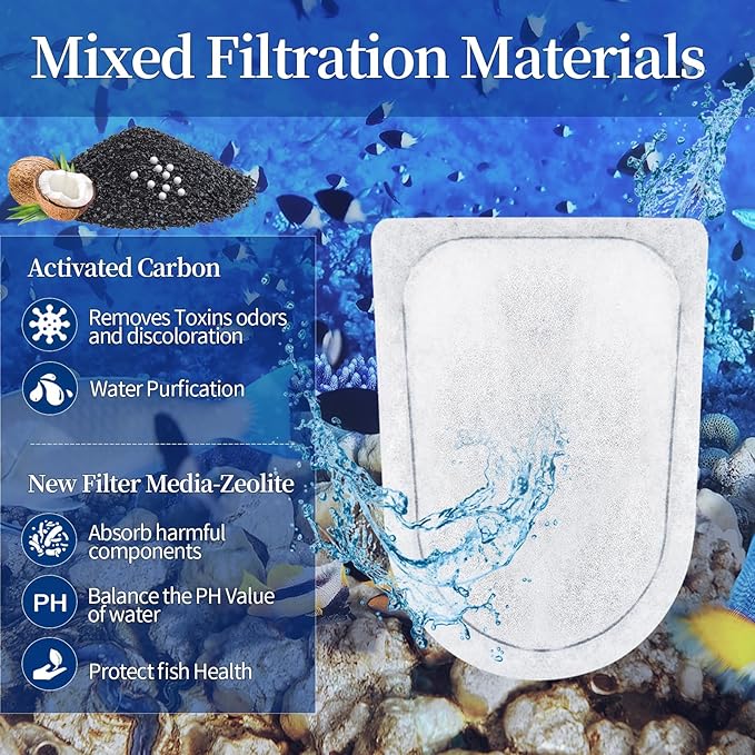 10 Pack EX Filter Cartridges Aquariums, Compatible with Whisper EX30/EX45/EX70 Filters,Large Carbon Filter Cartridges
