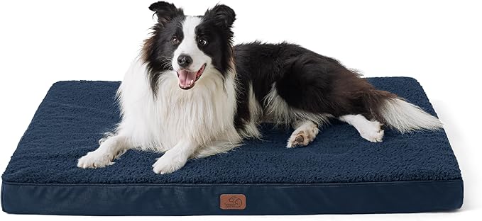 Bedsure XL Dog Bed for Crate - Large Orthopedic Flat Pet Beds with Removable Washable Cover, Egg Crate Foam Crate Mat, Suitable for Pet Up to 90 lbs