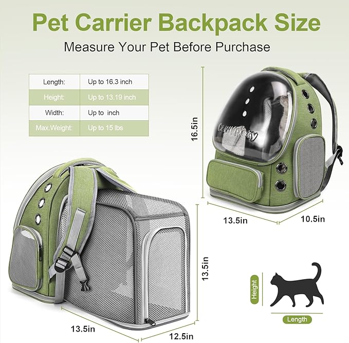 Expandable Cat Backpack,Cat Bubble Backpack Carrier for Carrying Cats, Pets and Small Dogs,Airline-Approved,Designed for Travel, Hiking, Walking,Car