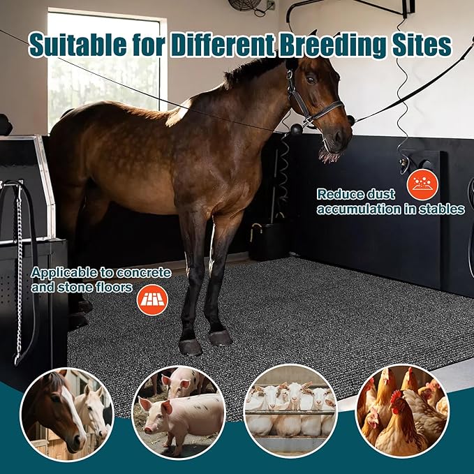 LILXIU 4x6 Ft Horse Stall Mat 6mm Thick Stable Mat for Horses Durable Tear Resistant Polyester with TPE Rubber Backing Moisture Absorbent Easy to Clean for Stables Barns Kennels Garages