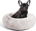Love's cabin Calming Cat Bed for Indoor Cats,Anti-Anxiety Donut Round Dog Bed,Fluffy Faux Fur Washable Pet Bed for Small Medium Dogs and Cats,Coffee,24in