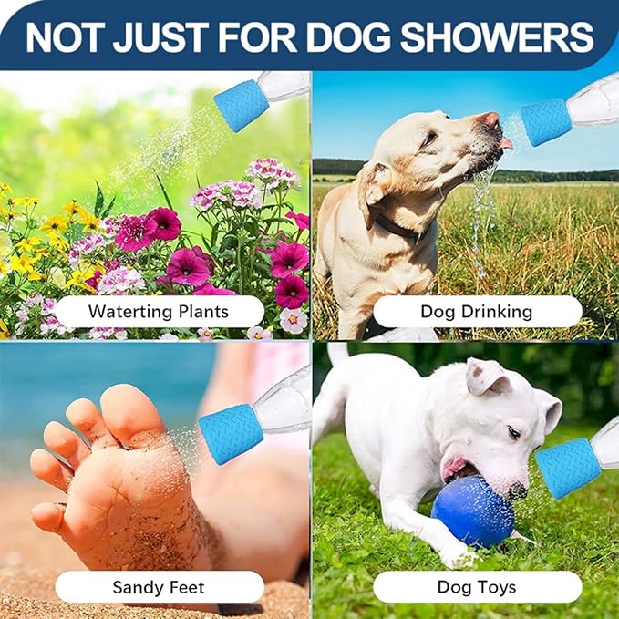 Portable Outdoor Shower for Dogs Bottle Attachment Outdoor Sprayer Accessory for Most Plastic Water Bottles for Bathing Pets During Outdoor Activities, Hiking and Camping. (Blue)