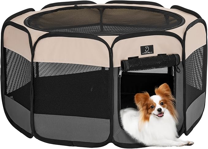 A4Pet Portable Kitten Playpen for Cats, 27" Foldable Pet Playpen for Puppy/Cat/Rabbit/Chick, with Removable Zipper Top & Mesh Panel(11”W × 7.5”H)