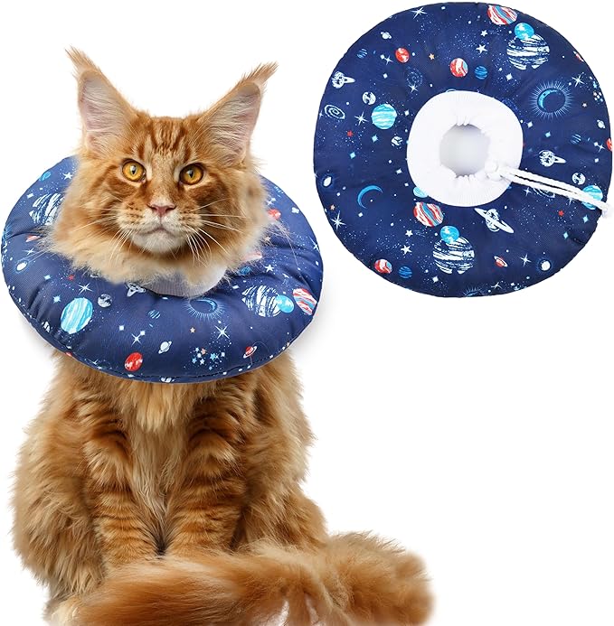 Cat Cone Collar Soft, Waterproof Cat Recovery Collar for Wound Healing Cute Donut Adjustable Kittens Cones to Stop Licking Comfortable Neck Elizabethan Collars for Cats Kittens After Surgery