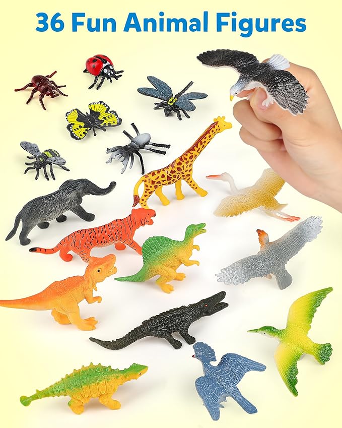Coogam Sorting Toys for Toddles, Animals Figures Dinosaurs Birds Insects Cognition Matching Game Playset, Fine Motor Learning Activities Educational Toy Gift for 3 4 5 Year Old Kid