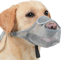 LUCKYPAW Dog Muzzle for Large Medium Small Dogs, Patented Mesh Muzzle to Prevent Biting Chewing Eating, Soft Mouth Guard with Front Opening Design for Drinking Panting(Grey, M)