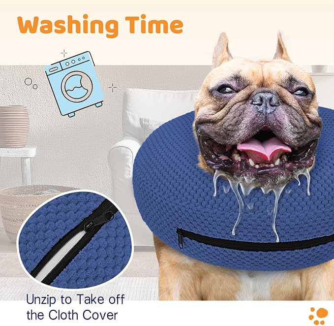 Supet Inflatable Dog Cone Collar for Dogs to Stop Licking, Dog Donut Collar After Surgery, Soft Pet Cone for Small Medium Large Dogs