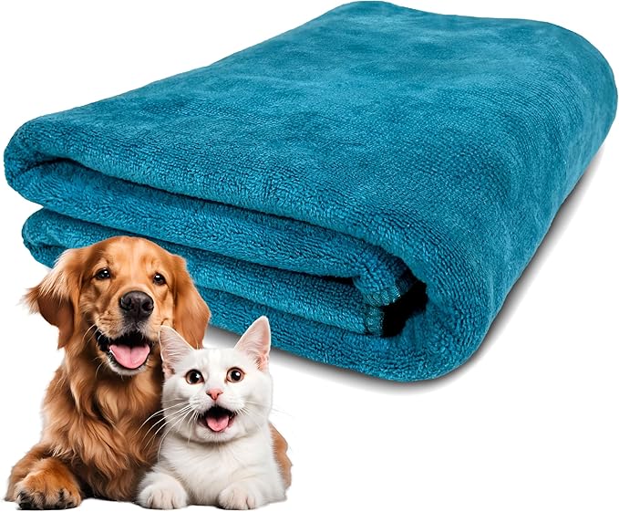 Extra Large Dog Towel Soft Absorbent Bath Pet Towels for Drying Dogs, Elastic Terry Microfiber Soft Towel, Machine Washable, Quick Dry, Multipurpose (L, XL, 2XL) (Green, L)