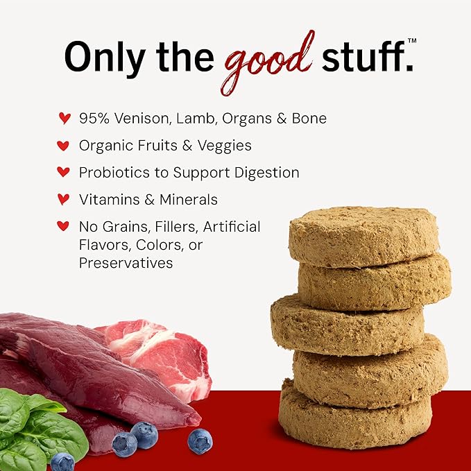Stella & Chewy's Freeze-Dried Raw Dinner Patties - Venison Blend Recipe - High Protein Grain-Free Puppy & Dog Food - Perfect For Picky Eaters - 14 Oz