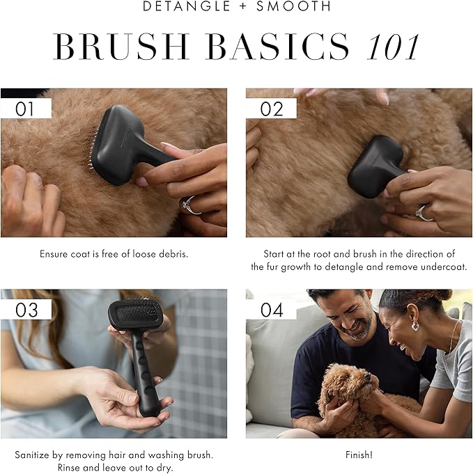 Tweezerman Dog and Cat Slicker Brush for Small Pets, Grooming Brush with Coated Bristles to Prevent Scratching and Ergonomic Handle
