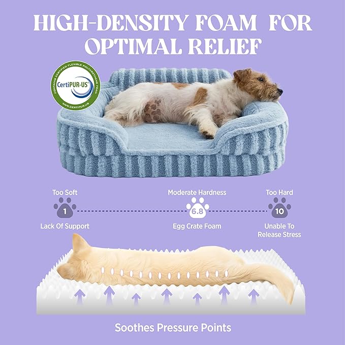 LE SURE Cute Dog Bed Medium Size Dog, Orthopedic Waterproof Medium Pet Beds with Sides, Non-Slip Bottom and Egg-Crate Foam Pet Couch Sofa with Washable Removable Cover, Blue