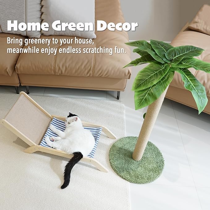 PETKARAY Cat Scratching Post, 36" Tall Palm Tree Cat Scratching Post, Sisal Cat Scratcher with Toy Ball for Indoor Kittens, Large Size