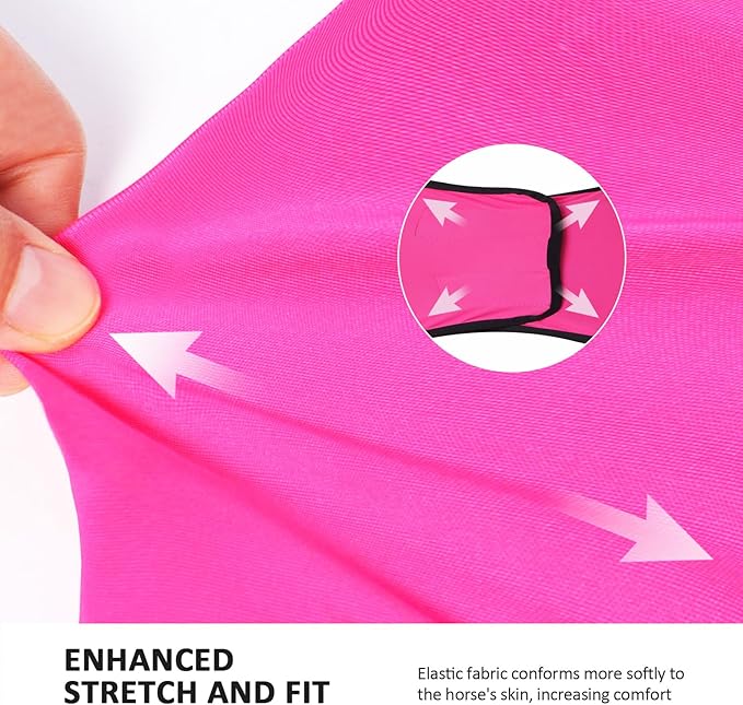 Horse Fly Mask Large Space Breathable UV Protection Equine Mask with Reflective Features on Ears Hot Pink M
