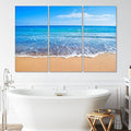 Nature Wall Art Prints - Ocean Forest Mountain Lake Canvas Landscapes - Small to Extra Large Living Room Bedroom Kitchen Bathroom Décor (Sandy Ocean Beach, 39L" x 59W" - 3 Panels)