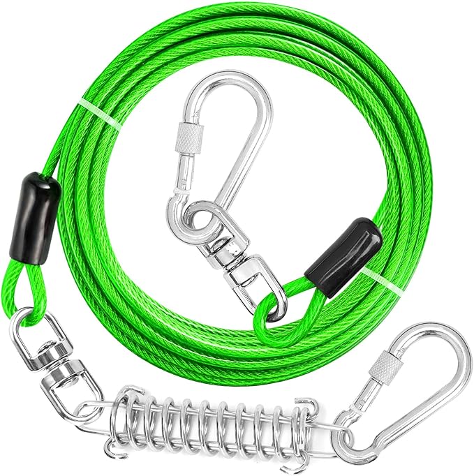 Jenico 150 FT Dog Runner Cable with Swivel Hook, Outdoor and Camping Dog Leash Run Tether, Rust-Proof Training Line for Small to Medium Pets Up to 500 LBS