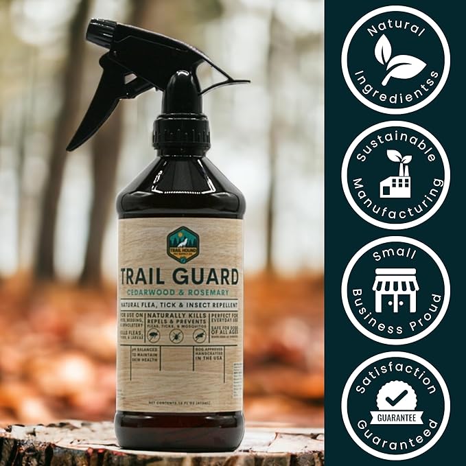 Trail Guard Natural Extra Strength Insect, Flea and Tick Spray for Dogs, Cats, People & Home (2Pack 4oz, Cedarwood & Rosemary)