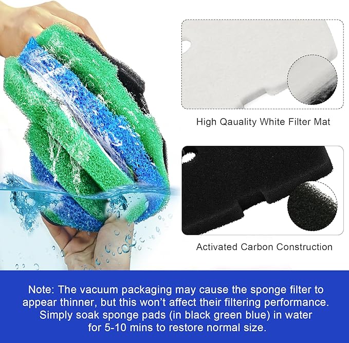 16 PCS Replacement Canister Filter Pads Compatible with SUNSUN HW-302/505A Polar Aurora 265 GPH CF-300, Aquarium Filter Sponge Pad Fish Tank Bio Floss Media