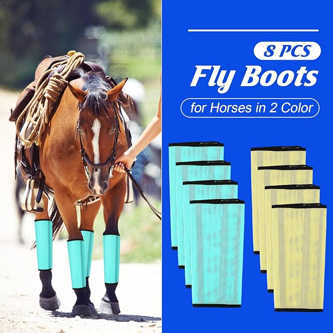 8 Pcs Mesh Fly Boots for Horse Breathable Mesh Horse Boots Protective Horse Leg Wraps Horse Leggings for Preventing Flies and Mosquitoes Bites (Light Pink, Dark Pink)
