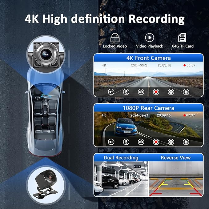 Apple carplay & Android Auto,Wireless Double din 10.26 inch Dash Cam with Front Camera and Backup Camera.GPS Navigation,Mirror Link/Voice Control/Bluetooth for Car RV Pickup Bus Trailer.etc