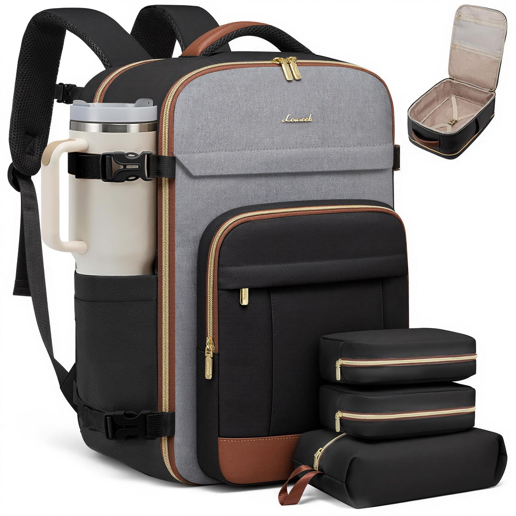 LOVEVOOK 40L Travel Backpack for Women & Men - 17.3 Inch Carry On Backpack & Personal Item Backpack for Airlines, Spacious and Durable Design, with 3 Packing Cubes
